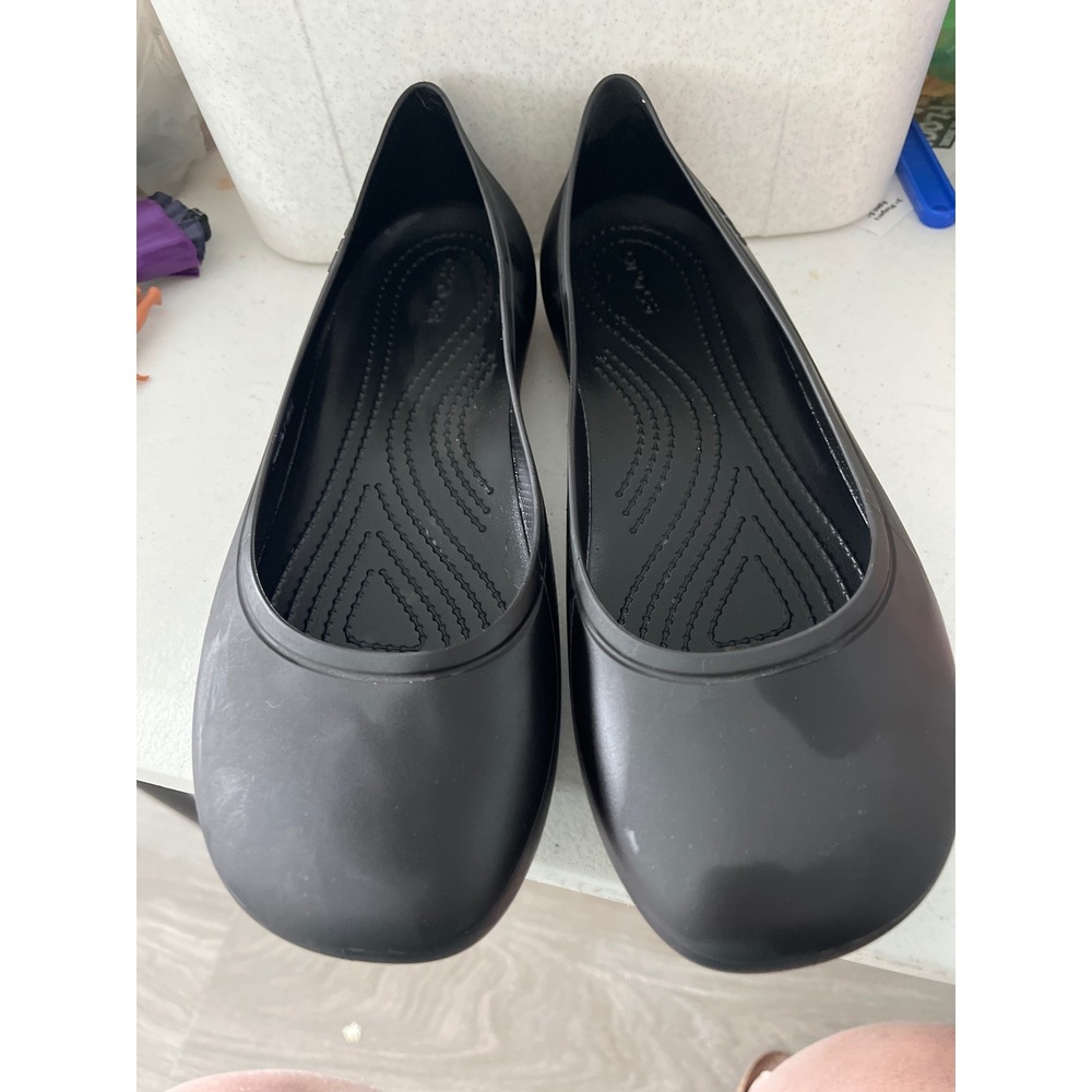 Crocs Alice Work Flat Black Slip On Shoes Womens 10 Professional Nursing Clog